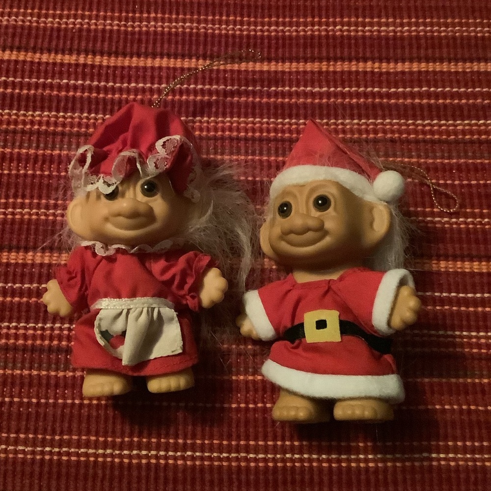 Vintage 90’s Christmas Troll Dolls Ornaments